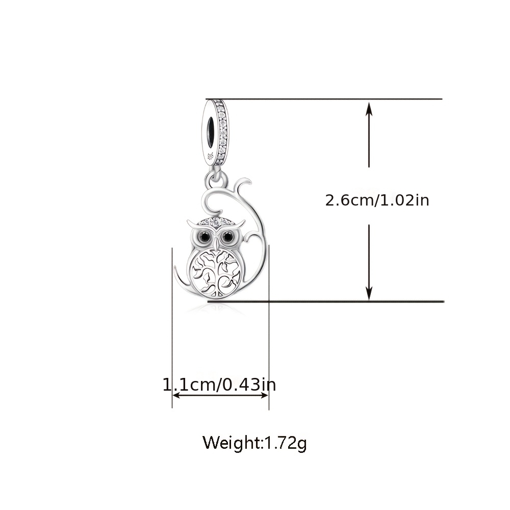 925 Sterling Silver Exquisite Owl Pendant for Jewelry Making